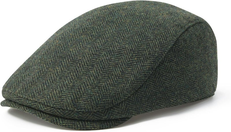 FEINION Men Wool Blend Flat Cap Tweed Newsboy Ivy Hat - Image 1